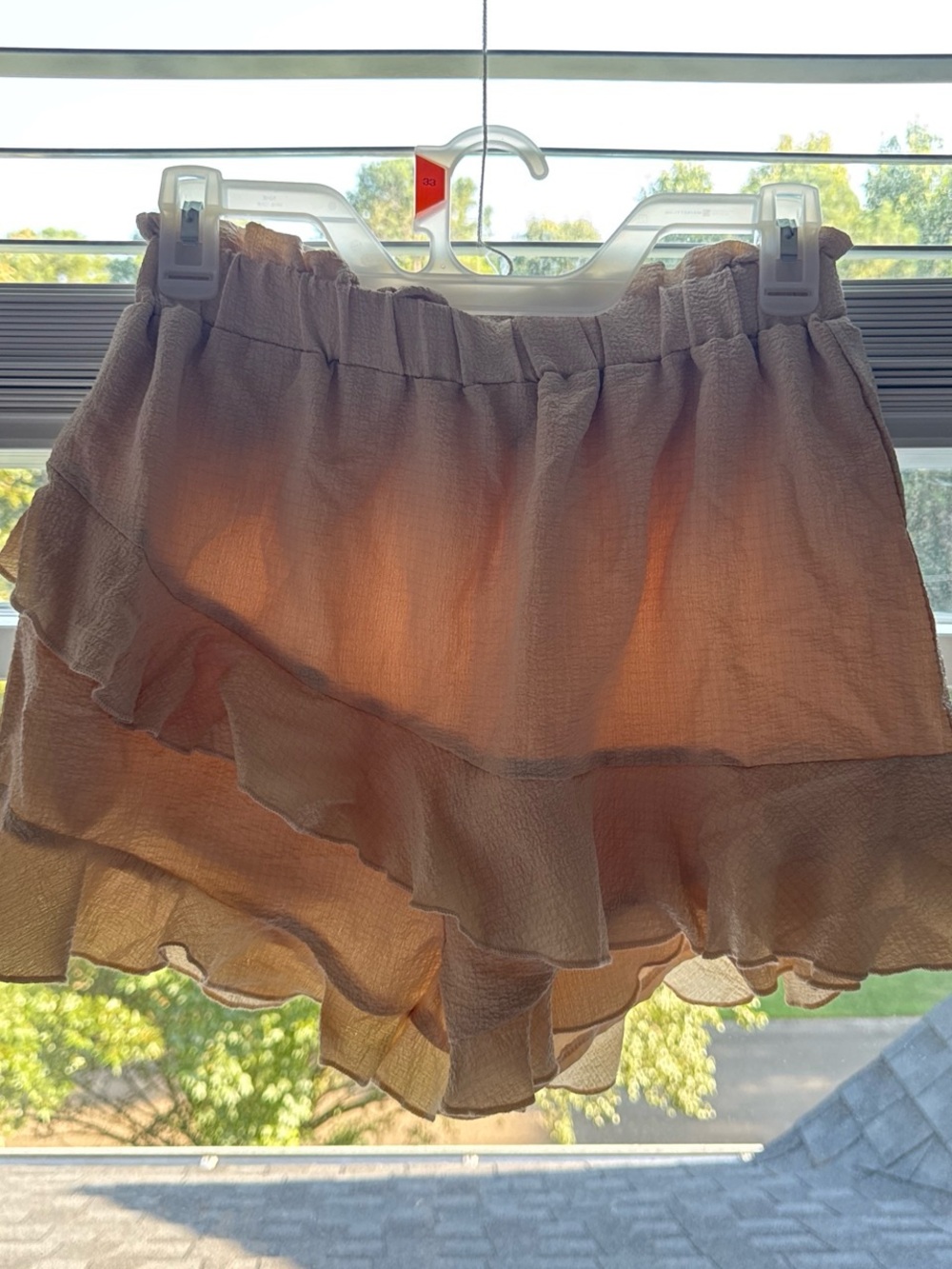 SHEIN Khaki Layered Ruffle Women’s Shorts